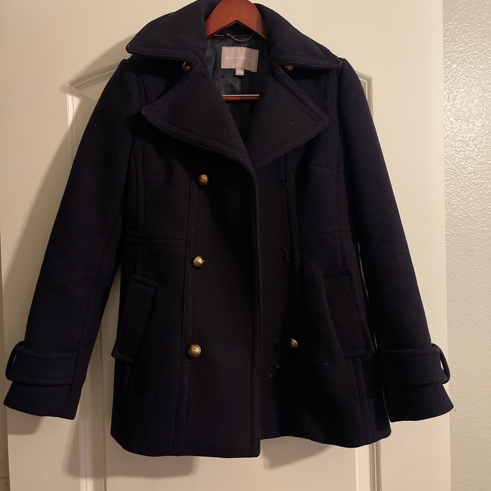 Banana Republic Button Down Winter Navy Coat size 0